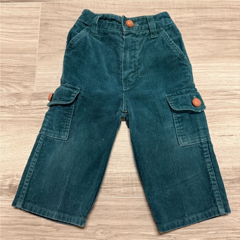 80s Sportswear Vintage Teal Corduroy Cargo Pants Baby Size 12